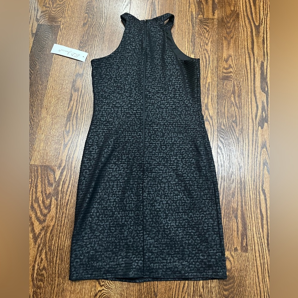 New with tags BD JUNIOR Black Leopard Dress size 3 Large Formal Fancy Sleeveless